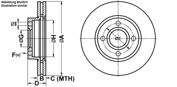 ATE Bremsensatz, Scheibenbremse ijf1418w23 Vorderachse belüftet 260mm 24mm für FORD