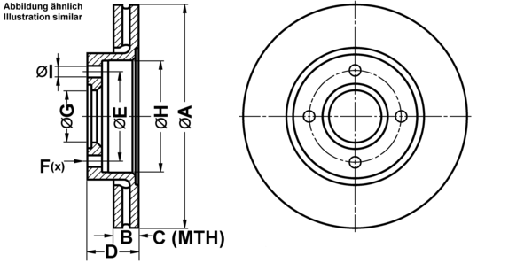ATE Bremsensatz, Scheibenbremse ijf1419811 Vorderachse belüftet 260mm 24mm für FORD