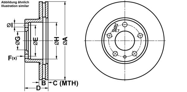 ATE Bremsensatz, Scheibenbremse ijf14150n0 Vorderachse belüftet 280mm 24mm für PEUGEOT CITROËN FIAT
