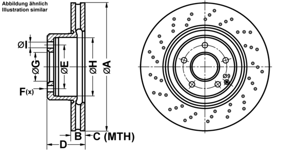 ATE ijf141bhf1 Vorderachse Gelocht/innenbel. 330mm 32mm für MERCEDES-BENZ