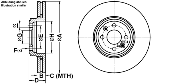 ATE Bremsensatz, Scheibenbremse ijf1419e63 Vorderachse belüftet 300mm 24mm für RENAULT