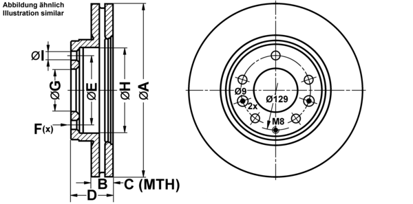 ATE Bremsensatz, Scheibenbremse ijf14191o3 Vorderachse belüftet 282mm 25mm für MAZDA