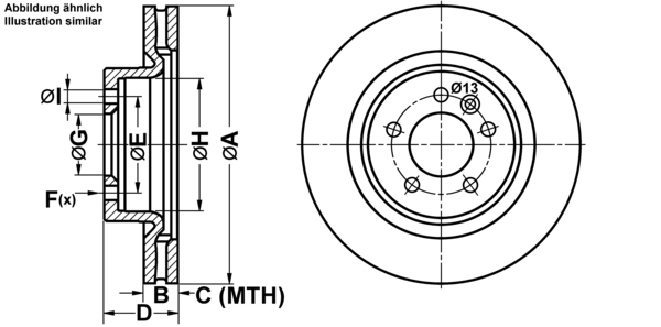 ATE Bremsensatz, Scheibenbremse ijf141b9d1 Vorderachse belüftet 337mm 30mm für LAND ROVER