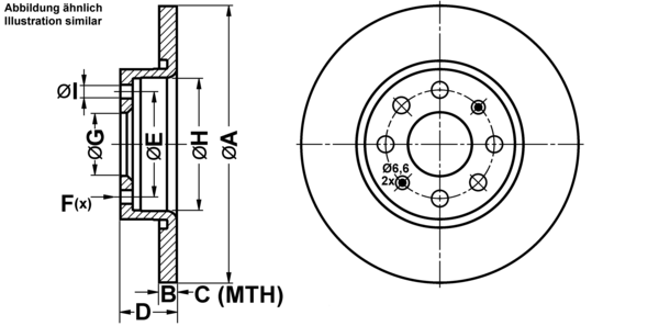 ATE Bremsensatz, Scheibenbremse ijf14170q4 Vorderachse Voll 257mm 12mm für OPEL FIAT VAUXHALL CITROËN