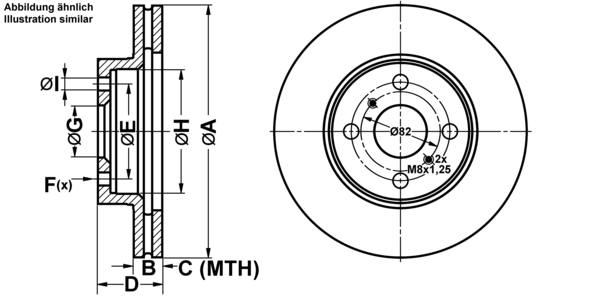 ATE ijf141ach9 Vorderachse belüftet 255mm 22mm für TOYOTA DAIHATSU