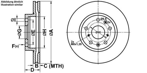 ATE Bremsensatz, Scheibenbremse ijf14185a0 Vorderachse belüftet 280mm 22mm für FIAT SUZUKI