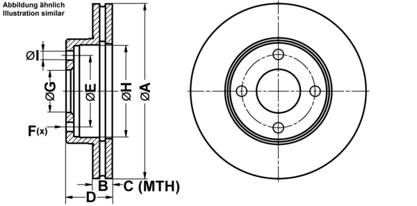 ATE Bremsensatz, Scheibenbremse ijf1419mv3 Vorderachse belüftet 238mm 18mm für NISSAN