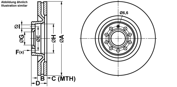 ATE Bremsensatz, Scheibenbremse ijf1419gk7 Vorderachse belüftet 345mm 30mm für VAG SEAT