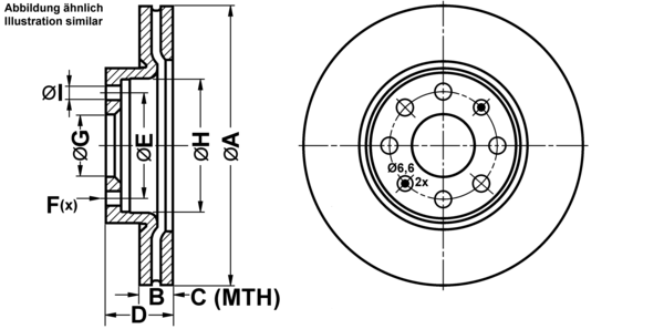 ATE Bremsensatz, Scheibenbremse ijf14195v3 Vorderachse belüftet 257mm 22mm für OPEL FIAT