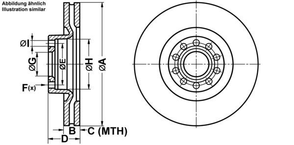 ATE Bremsensatz, Scheibenbremse ijf14190h9 Vorderachse belüftet 321mm 30mm für VAG