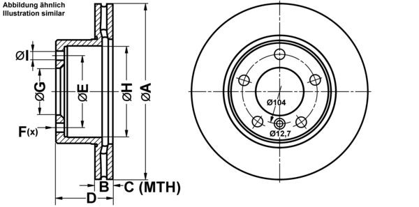 ATE Bremsensatz, Scheibenbremse ijf1415360 Vorderachse belüftet 284mm 22mm für BMW MINI
