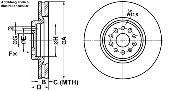 ATE Bremsensatz, Scheibenbremse ijf141apr7 Vorderachse belüftet 310mm 32mm für CITROËN PEUGEOT FIAT