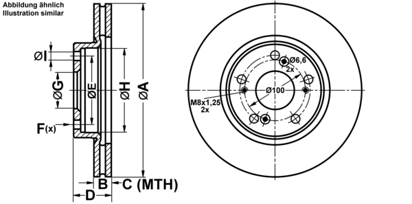 ATE Bremsensatz, Scheibenbremse ijf1416b04 Vorderachse belüftet 282mm 23mm für HONDA