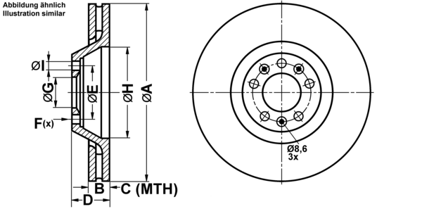 ATE Bremsensatz, Scheibenbremse ijf1417e32 Vorderachse belüftet 330mm 30mm für PEUGEOT CITROËN