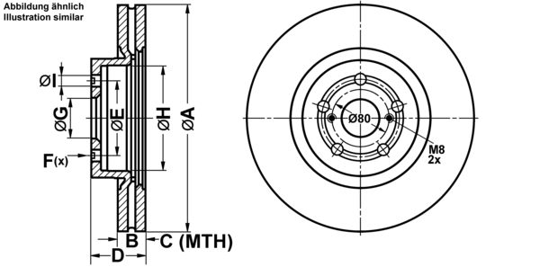 ATE Bremsensatz, Scheibenbremse ijf1417tc2 Vorderachse belüftet 295mm 26mm für TOYOTA