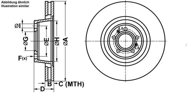 ATE Bremsensatz, Scheibenbremse ijf14174z2 Vorderachse belüftet 360mm 34mm für VAG