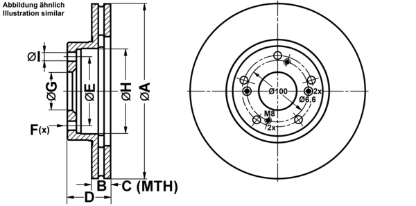 ATE Bremsensatz, Scheibenbremse ijf1418804 Vorderachse belüftet 282mm 23mm für HONDA