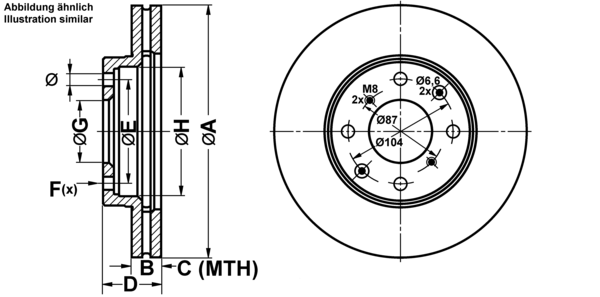 ATE Bremsensatz, Scheibenbremse ijf141b7f9 Vorderachse belüftet 240mm 21mm für HONDA