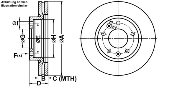 ATE Bremsensatz, Scheibenbremse ijf1417rz2 Vorderachse belüftet 274mm 26mm für KIA