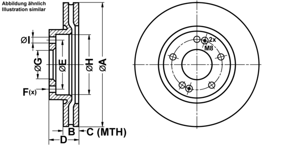 ATE Bremsensatz, Scheibenbremse ijf1419gt3 Vorderachse belüftet 280mm 26mm für KIA HYUNDAI