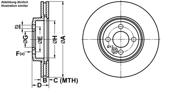 ATE Bremsensatz, Scheibenbremse ijf14189o0 Vorderachse belüftet 294mm 22mm für MINI