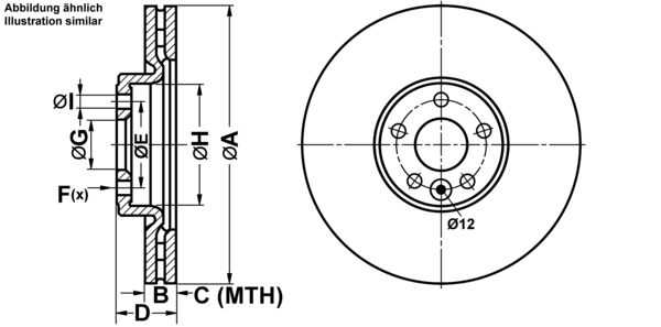 ATE Bremsensatz, Scheibenbremse ijf1415hc8 Vorderachse belüftet 336mm 28mm für FORD VOLVO