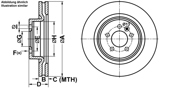 ATE Bremsensatz, Scheibenbremse ijf141bp91 Vorderachse belüftet 360mm 30mm für LAND ROVER