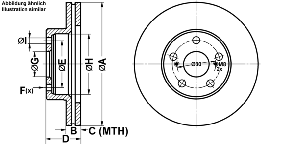 ATE Bremsensatz, Scheibenbremse ijf14151w0 Vorderachse belüftet 255mm 22mm für TOYOTA