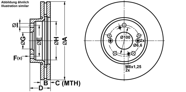 ATE Bremsensatz, Scheibenbremse ijf141b7y1 Vorderachse belüftet 280mm 25mm für HONDA