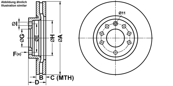 ATE Bremsensatz, Scheibenbremse ijf1419bi3 Vorderachse belüftet 278mm 26mm für OPEL VAUXHALL