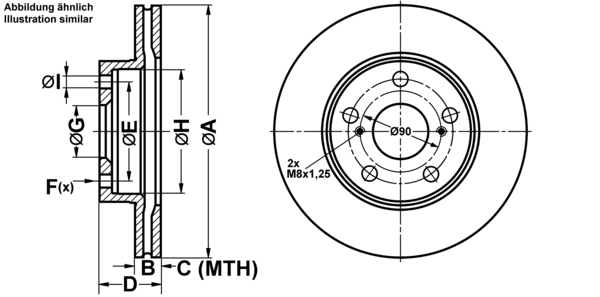 ATE ijf141dhx3 Vorderachse belüftet 275mm 22mm für TOYOTA