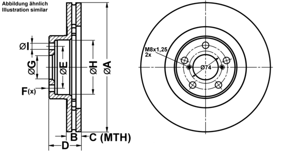 ATE Bremsensatz, Scheibenbremse ijf14152f2 Vorderachse belüftet 293mm 24mm für SUBARU