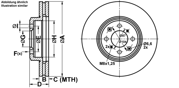 ATE Bremsensatz, Scheibenbremse ijf1415b04 Vorderachse belüftet 282mm 25mm für NISSAN HONDA MG