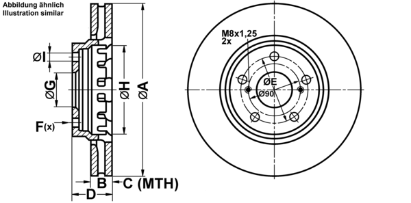 ATE Bremsensatz, Scheibenbremse ijf1415v90 Vorderachse belüftet 321mm 28mm für VAUXHALL OPEL SAAB FIAT