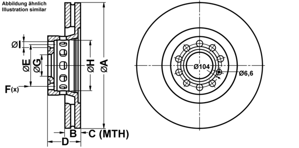 ATE Bremsensatz, Scheibenbremse ijf1418cg0 Vorderachse belüftet 323mm 30mm für VAG