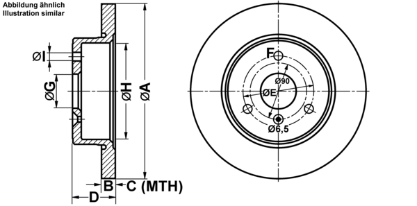 ATE Bremsensatz, Scheibenbremse ijf14195b1 Vorderachse Voll 280mm 9mm für SMART