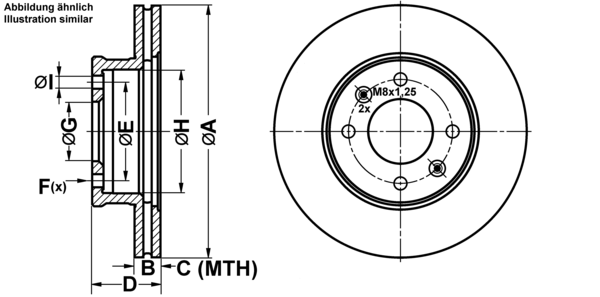 ATE Bremsensatz, Scheibenbremse ijf1415n14 Vorderachse belüftet 241mm 18mm für KIA HYUNDAI