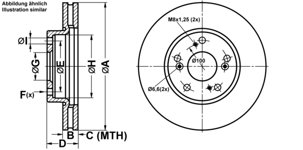 ATE Bremsensatz, Scheibenbremse ijf1418di4 Vorderachse belüftet 280mm 25mm für HONDA