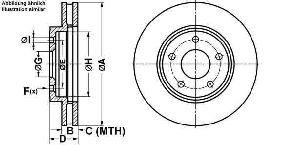 ATE Bremsensatz, Scheibenbremse ijf14165s6 Vorderachse belüftet 283mm 28mm für NISSAN