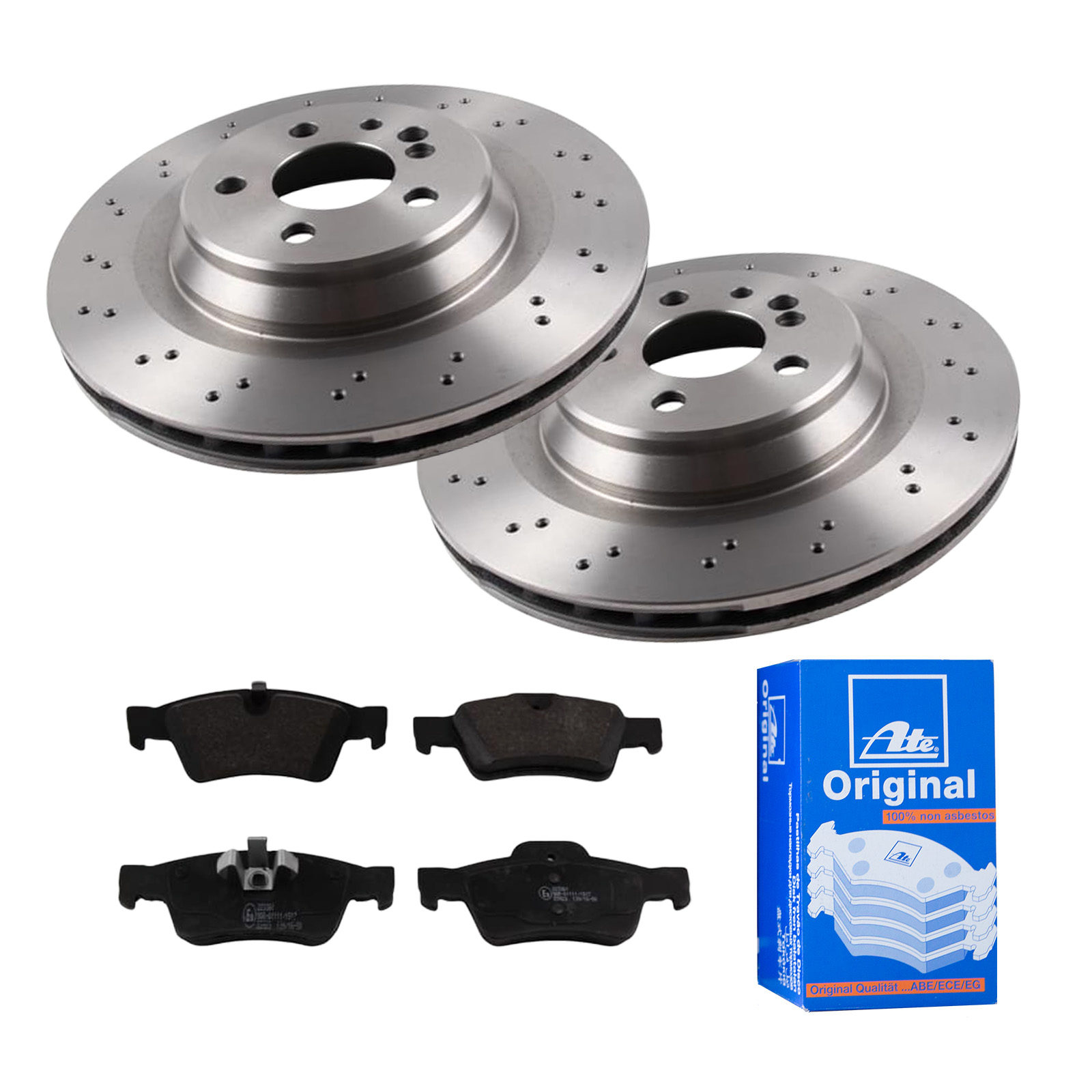 ATE Bremsensatz, Scheibenbremse ijf141el07 Hinterachse Gelocht/innenbel. 330mm 26mm für MERCEDES-BENZ MAYBACH