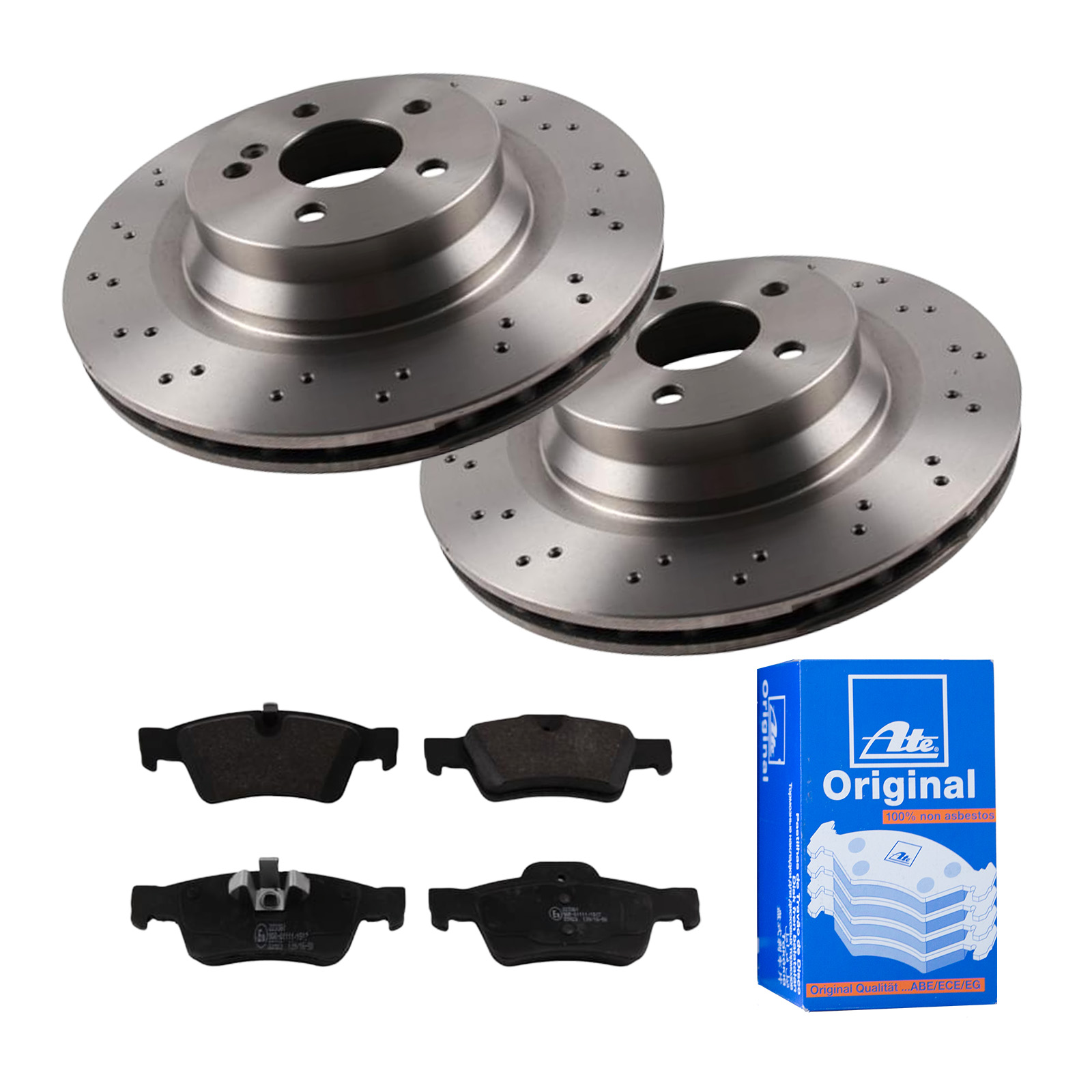 ATE Bremsensatz, Scheibenbremse ijf141emq3 Hinterachse Gelocht/innenbel. 330mm 26mm für MERCEDES-BENZ MAYBACH