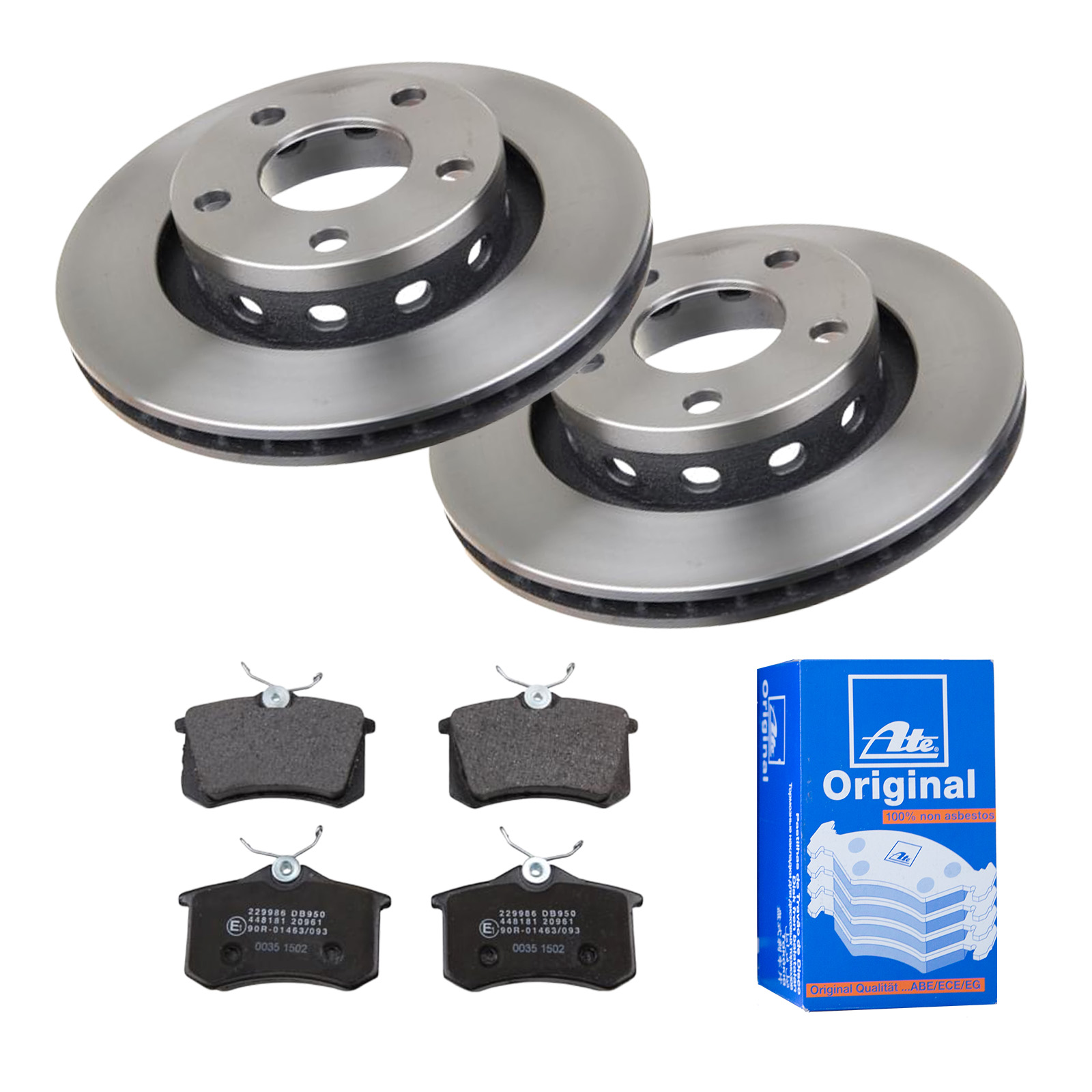 ATE Bremsensatz, Scheibenbremse ijf141g5i2 Hinterachse belüftet 269mm 22mm für PEUGEOT CITROËN VAG SKODA SEAT