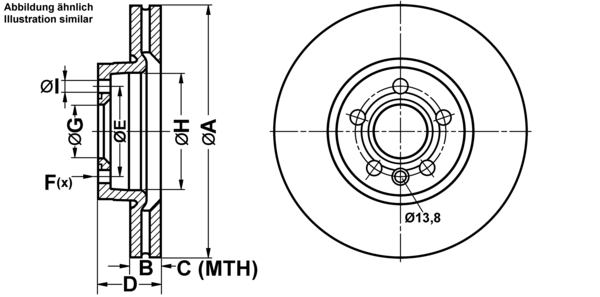 ATE Bremsensatz, Scheibenbremse ijf141coa5 Vorderachse belüftet 313mm 25mm für FORD SEAT