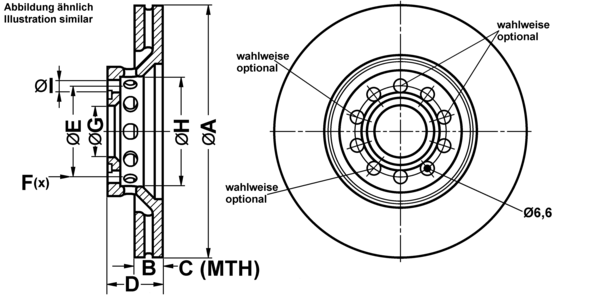 ATE Bremsensatz, Scheibenbremse ijf141dh65 Vorderachse belüftet 312mm 25mm für SEAT SKODA VAG