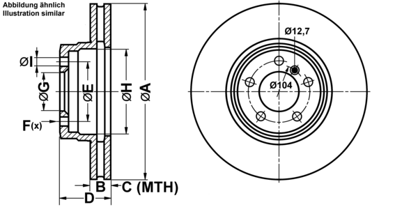 ATE Bremsensatz, Scheibenbremse ijf141bgw9 Vorderachse belüftet 344mm 29mm für LAND ROVER