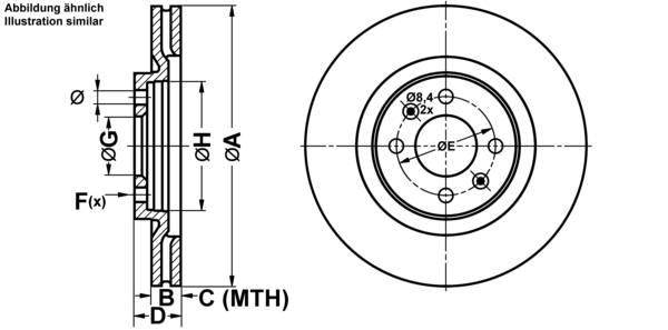 ATE Bremsensatz, Scheibenbremse ijf141bks9 Vorderachse belüftet 285mm 21mm für RENAULT