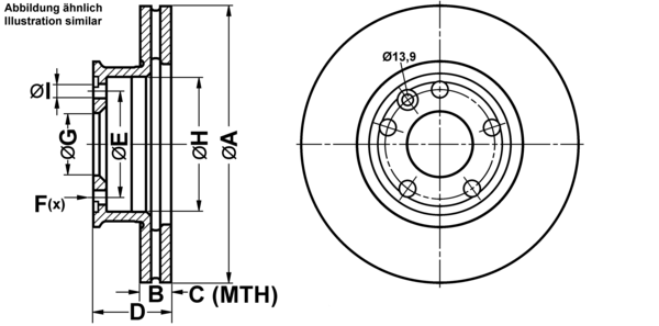 ATE Bremsensatz, Scheibenbremse ijf141bme5 Vorderachse belüftet 280mm 24mm für VAG
