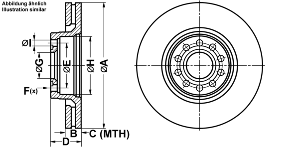 ATE Bremsensatz, Scheibenbremse ijf141bnp5 Vorderachse belüftet 312mm 25mm für VAG SKODA