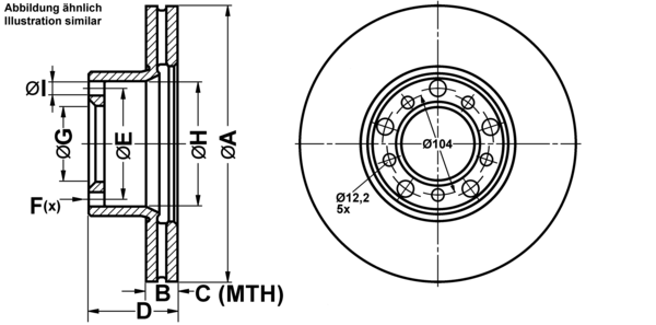 ATE Bremsensatz, Scheibenbremse ijf141bo97 Vorderachse belüftet 278mm 22mm für MERCEDES-BENZ