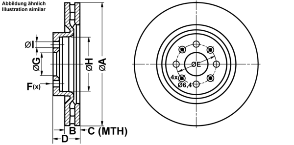 ATE Bremsensatz, Scheibenbremse ijf141boh3 Vorderachse belüftet 305mm 28mm für FIAT JEEP